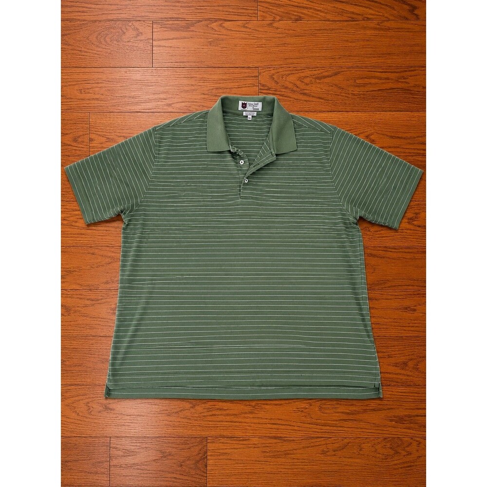 Iliac Golf Polo Shirt Mens XXL Green Striped Luxury Hybrid Golf Casual